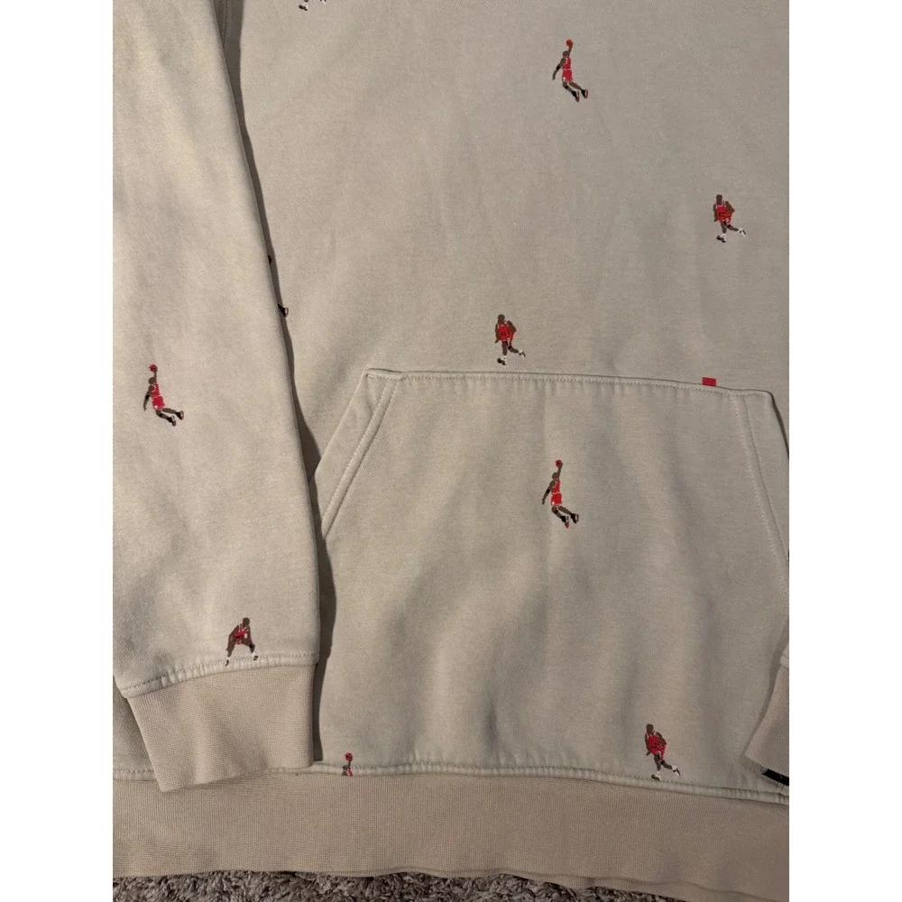 Jordan Essentials All Over Embroidered Hoodie Rattan Beige DV9392-206 Mens S
